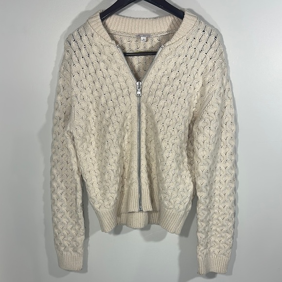 GAP Cream Cable Knit Cardigan Sweater full zip size Medium Cardigan - Picture 1 of 5
